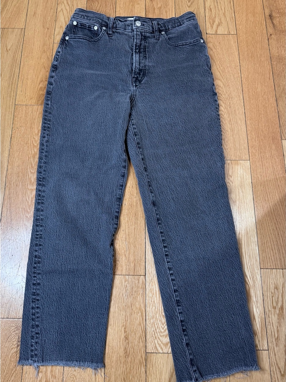 Madewell Perfect Vintage Straight Jeans in Worn Black / Charcoal Gray 29